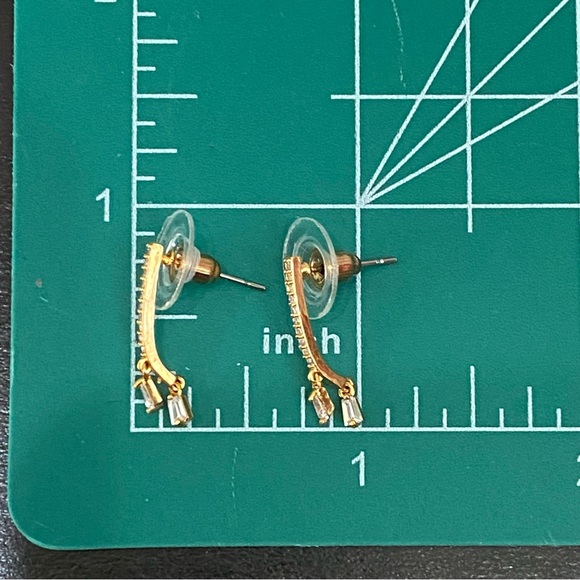 CRISTALLO CZ Cubic Zirconia Pave Gold-tone Drop Earrings - Picture 12 of 12